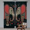 Set Of 2 Flat Printing Window Curtains Ative Twin Elephants Digital Printed Polyester Drapes Festive Wall Decor New Year Curtain Made