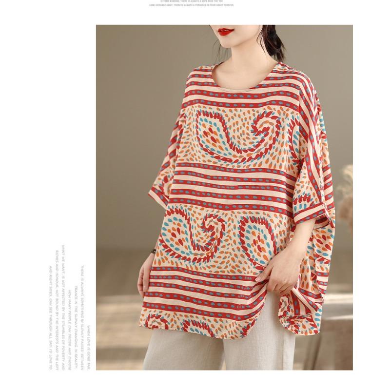 DIMANAF Plus Size New T-Shirt Women Loose Casual O-Neck Lady Tops Tees Shirts Flower Print Oversize Summer 2026