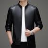 Men's Stand Collar Faux Leather Jacket