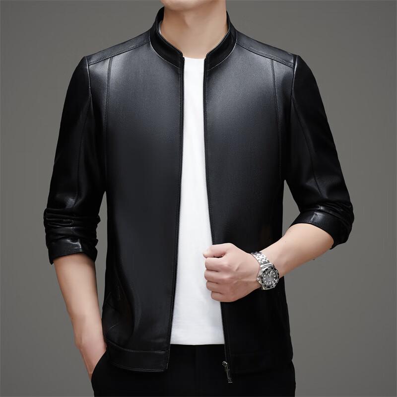 Men's Stand Collar Faux Leather Jacket