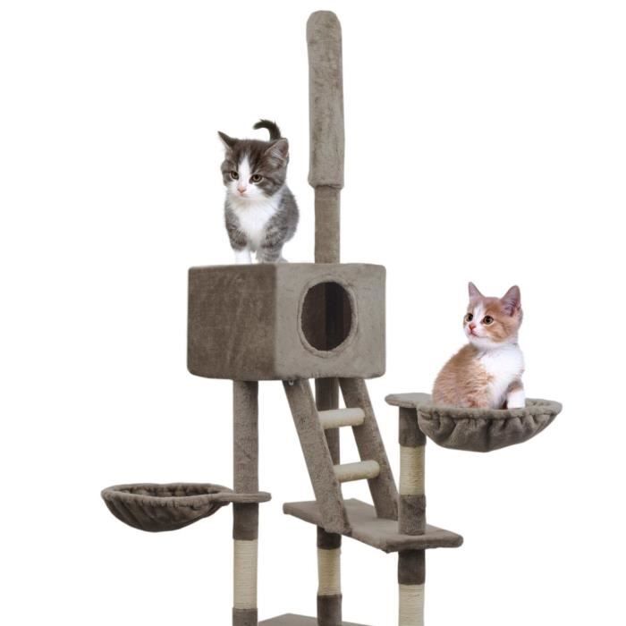 Arbre à chat - vidaXL - 170522 - Gris - 230-260 cm - Griffoirs en sisal