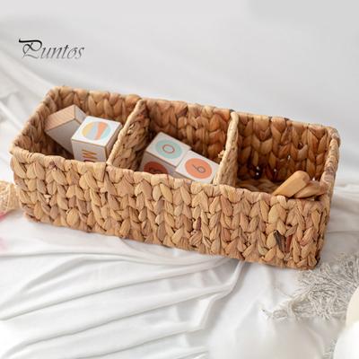 Toys Cosmetics Wicker Basket Woven Divided Basket Large Capacity Eco-friendly Multipurpose Desk Drawer Organizer Storage Basket
