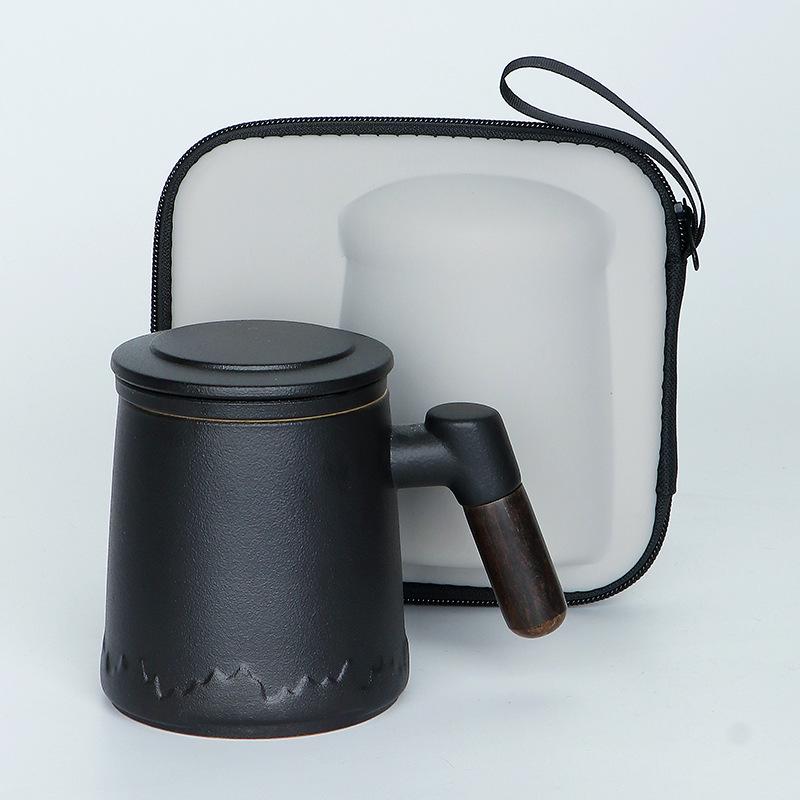 Ceramic Tea and Water Separation Office Mug - Simple Brewing Cup for Business Gifts