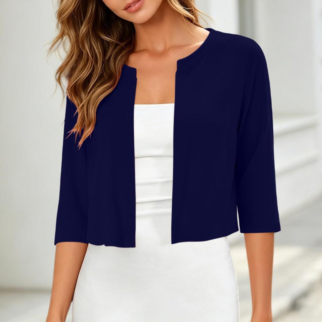 Cardigan Corto da Donna a Manica a Tre Quarti Vestibilità Larga Giacca Bolero Colorata per Abbigliamento Casual