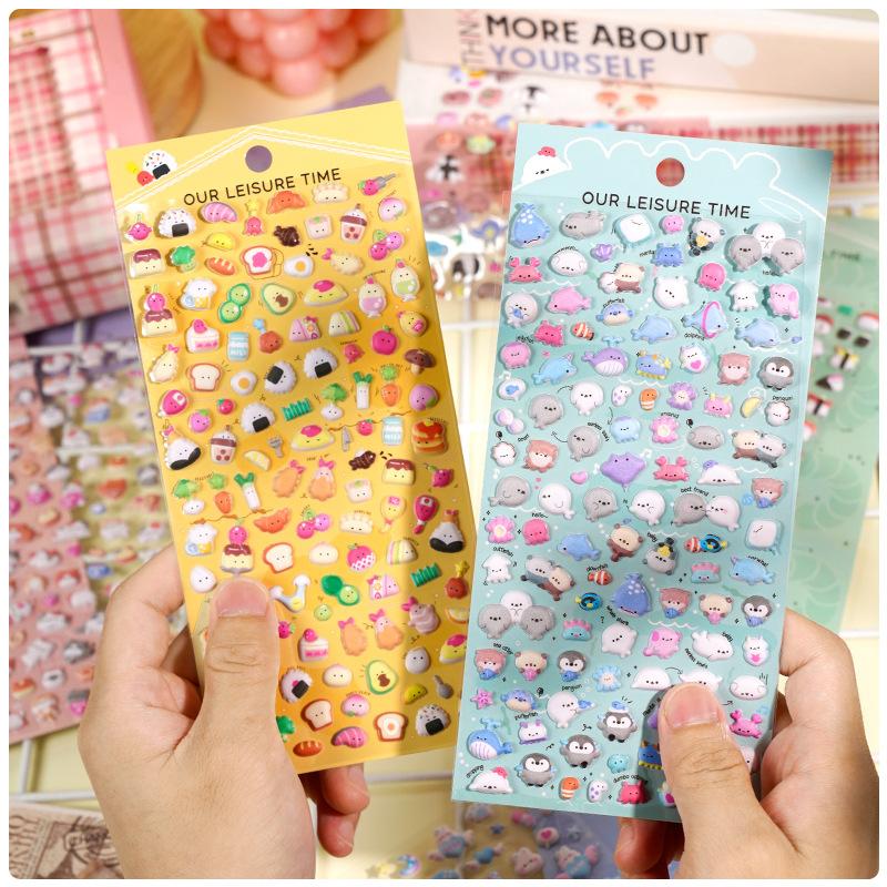 3D Mini Cute Animal Stickers Japanese Food Doll Style Puffy Decals for Kids DIY Craft Reward Phone Laptop Album Decor
