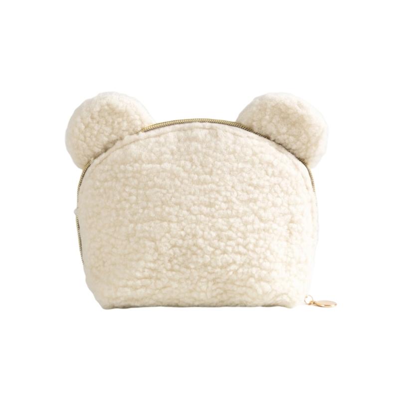

Large Capacity Plush Cosmetic Storage Bag Portable Travel Toiletry Organizer Cartoon Bear Designs For Essential белый
