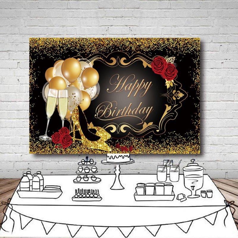 Banner Sfondo Buon 75° Compleanno Extra Large In Tessuto, 140x120 Cm, Oro E Nero, Per Foto E Decorazione Festa
