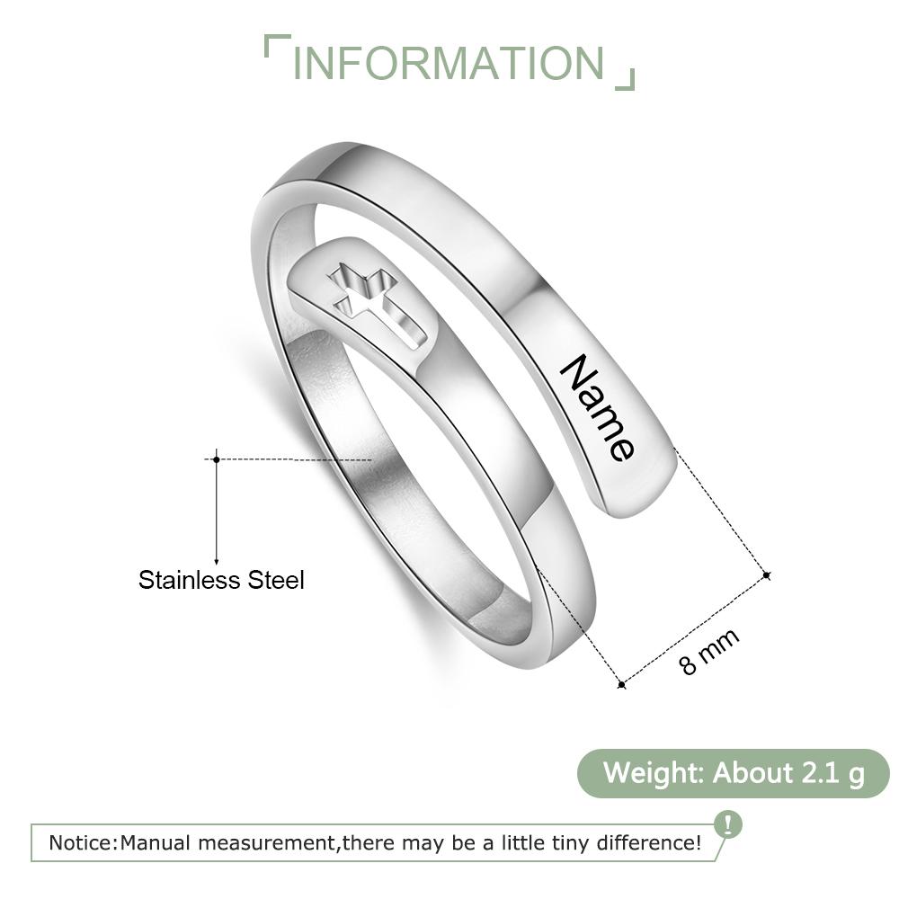 Personalized Engrave Name Wrap For Women Rings With Cross Stainless Steel Adjustable Rings Modish Stylish Jewelry (Ri104061 )Fashion Rings