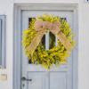 Artificial Yellow Leaf Wreath for Front Door Farmhouses Wedding Holiday Decorations, Front Door Wreath Spring Wreath