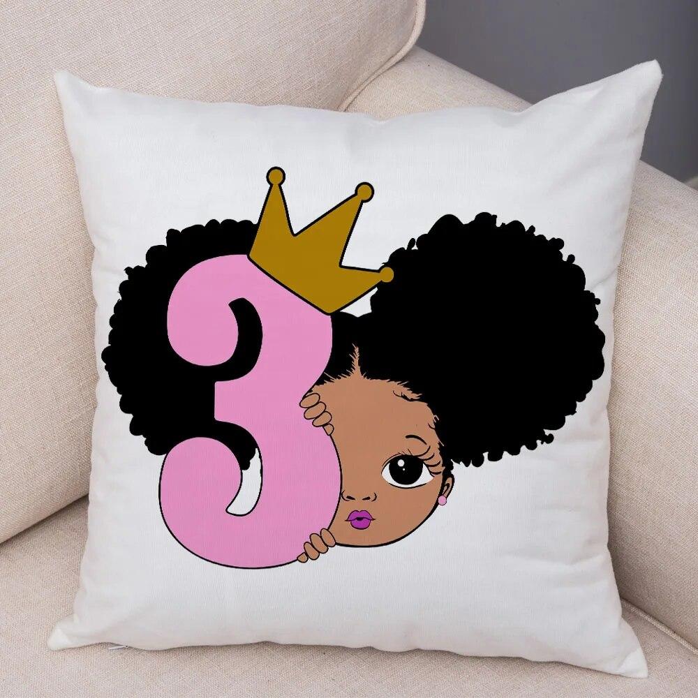 Home Decor African Baby Sofa Cushion Cover Bedroom Home Kids Room Decor Cute Cartoon Girl Pillowcase