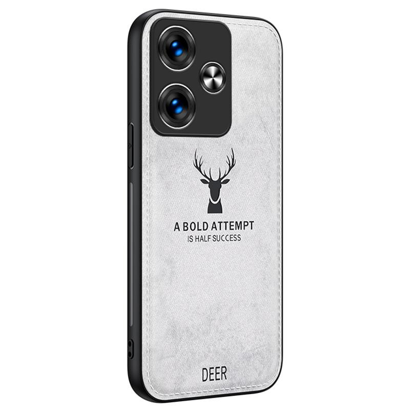 

For Xiaomi Redmi Turbo 3 5G/Poco F6 5G Case Deer Pattern Leather+PC+TPU Shockproof Anti-Fall Phone Cover Grey