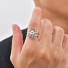 Kreatives Einzigartiges Design Käfer Offener Ring für Herren, Edelstahl Silberfarbe Insektenring, Punk Mode Finger Schmuck Geschenk