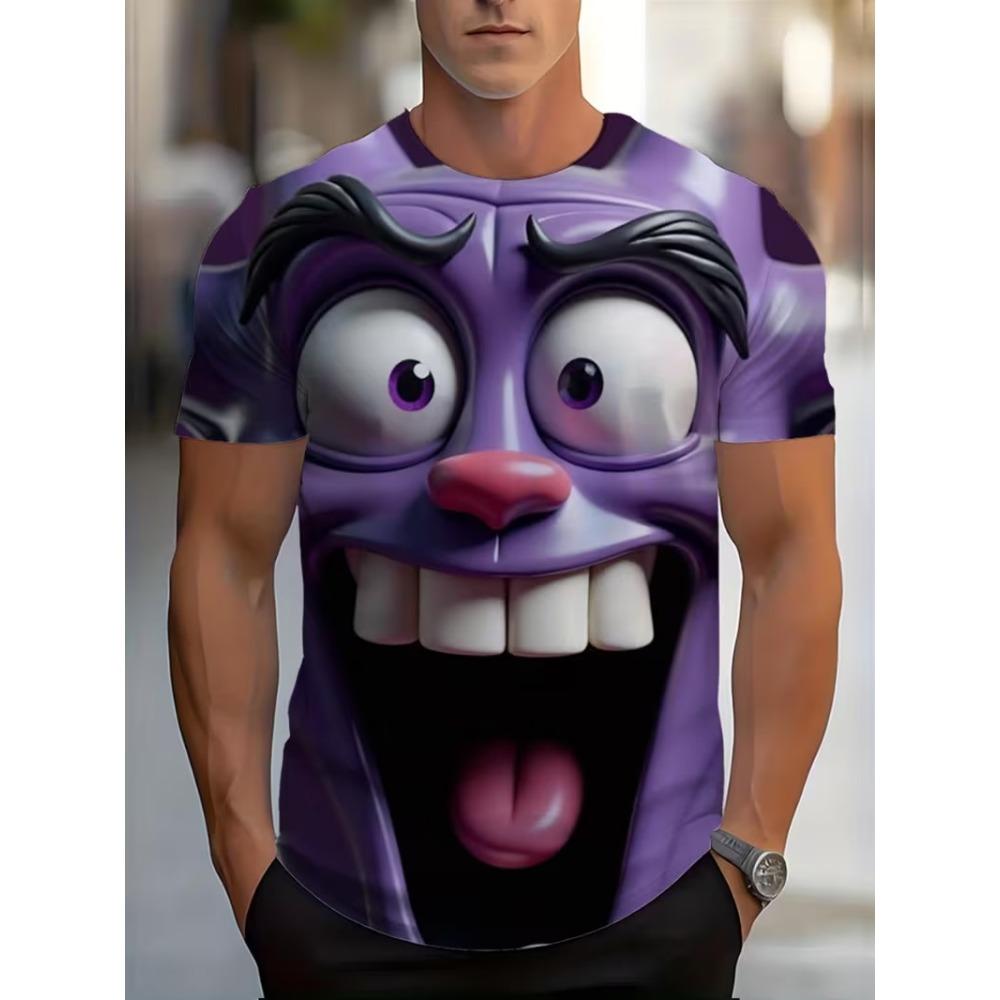 Men's Funny Mouth Cartoon Graphic T Shirt Summer Short Sleeve O-Neck 3D Print Casual Hip Hop Tees Shirt Tops Streetwear