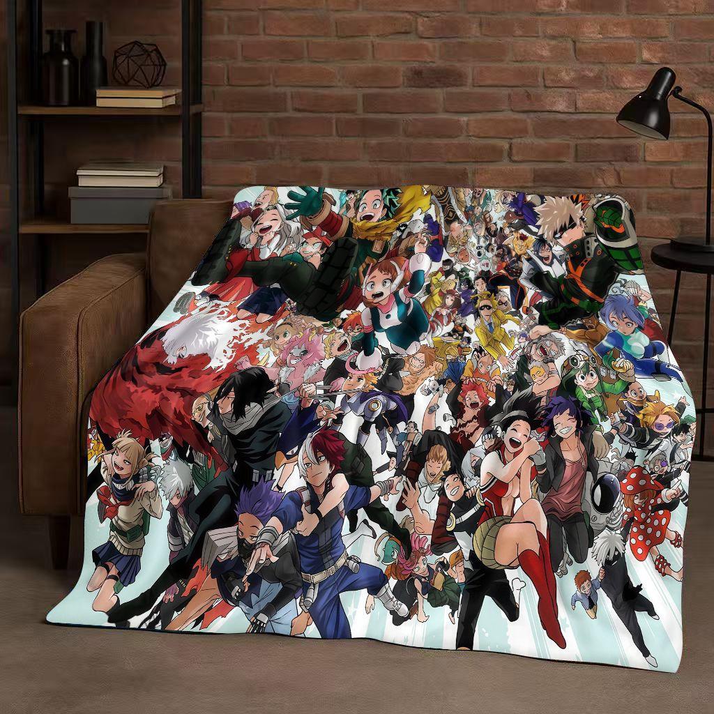 HD Anime My Hero Academia Bakugou Deku Cartoon Flannel Blanket,Ultra Soft Warm Plush Throw for Home Bedroom Bed Sofa Cover Kids