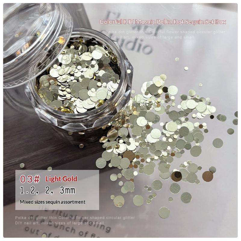 Colorful Sparkling Mini Round Nail Glitter Sequins Wave Point Design Nail Charms Manicure Decor Accessories Nail Art Supplies