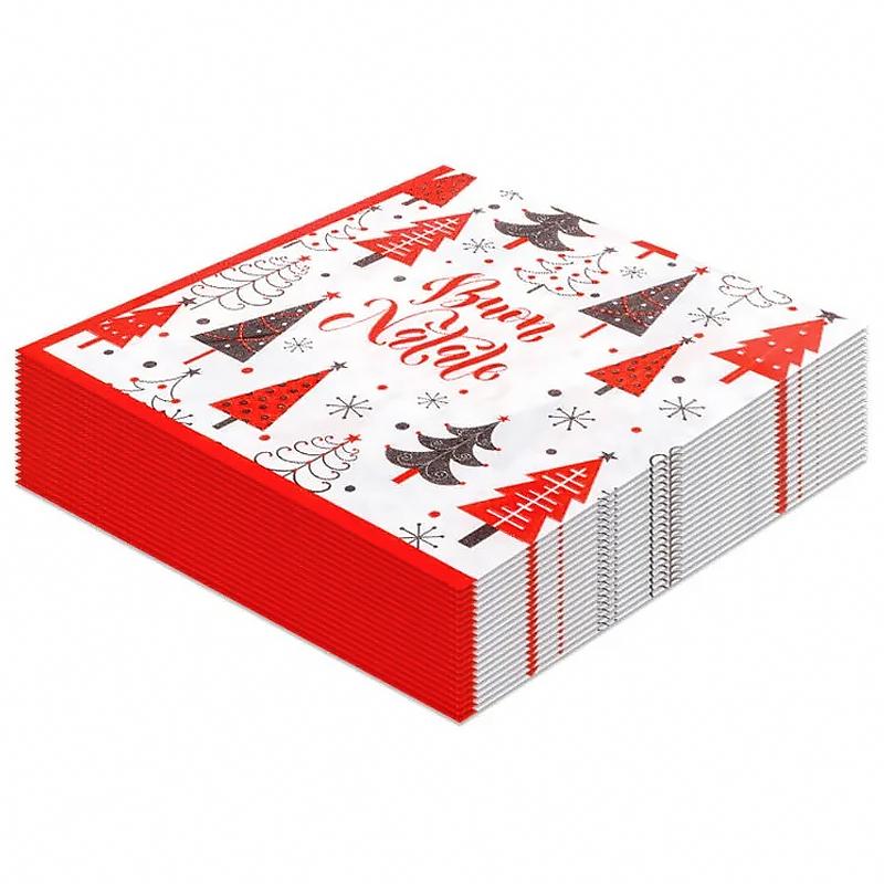 20PCS/Set Christmas Theme Christmas Party Supplies Disposable Tissues Restaurant Decorations Napkins Safe Christmas