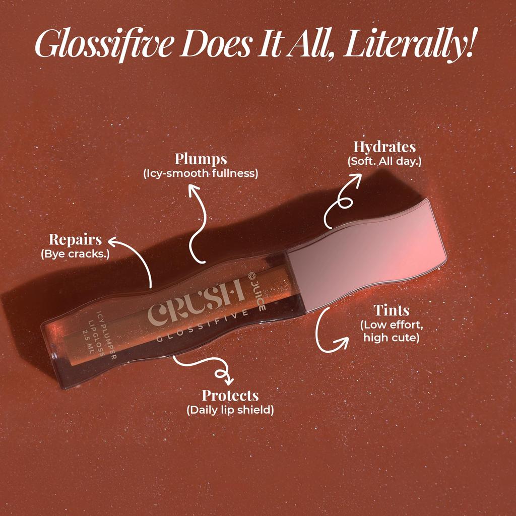Juice Crush Glossifive Tinted Nude Lip Gloss With High Shine Glossy Finish For Fuller And Plump Lips | Long-Lasting | Hydration | Light-Weight Formu