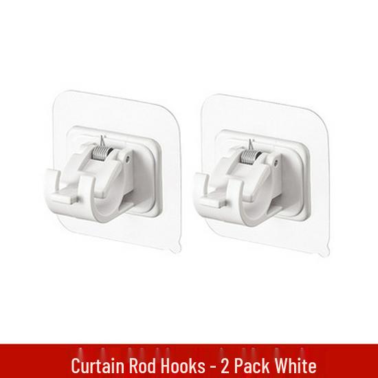White No-Drill Telescopic Curtain Rod with Clips for Kitchen, Bathroom, and Cabinet.