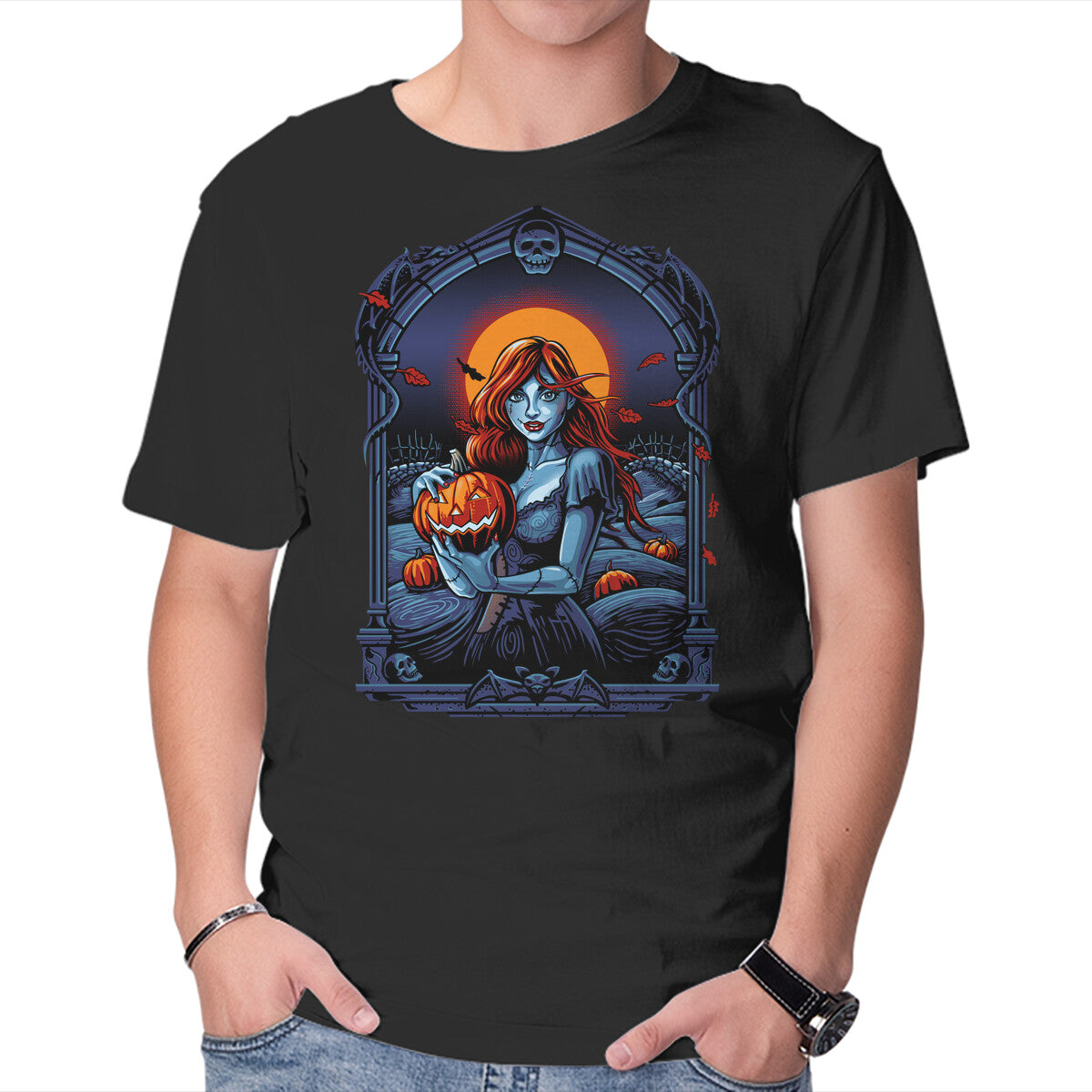 Unisex Crew Neck T-Shirt Autumn Wind Graphic Short Sleeve Casual Tee L