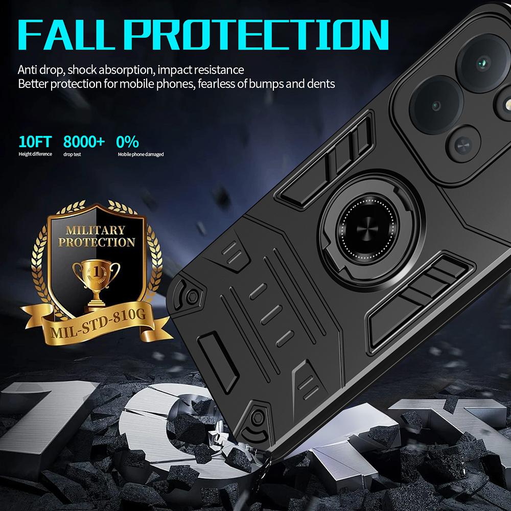 For Xiaomi Redmi 15C 4G (Global) (171mm)/Poco C85 4G (171mm) Case with Ring Holder Kickstand PC + TPU Anti-Fall Phone Cover