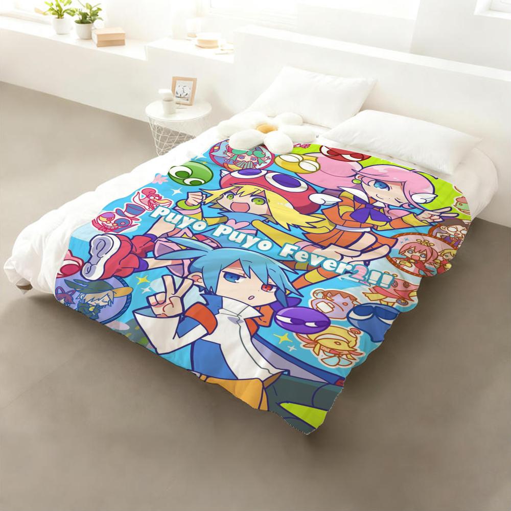 

Game Puyo Pop Fever Throw Flannel Throw Blanket: Soft Kid-Friendly Warm Anti-Static All Season Washable Couch Bed Home 75x90cm