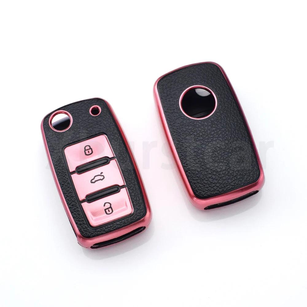 For Vw Volkswagen Skoda Octavia Kodiaq Seat Leon Altea Beetle Tiguan Polo Golf Passat Auto Shell Fob Tpu Car Flip Key Case Cover
