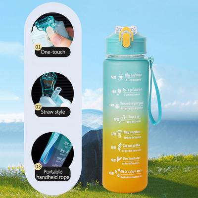 800ml sportovní láhev s časovou stupnicí bez BPA venkovní gradientní barva sportovní láhev na vodu přenosná velkokapacitní hrnek se slámkou do posilovny
