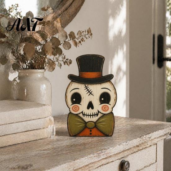 Vintage Style Desktop Ornaments Halloween Tiered Tray Decorations, Wooden Tabletop Ornaments, Centerpiece Rustic Farmhouse Holiday Decor