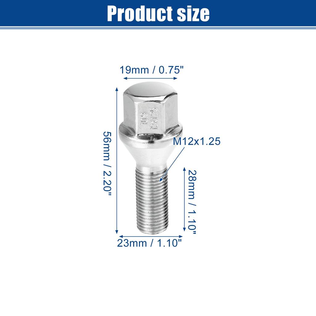 ACROPIX M12x1.25 Wheel Spacer Extension Nuts, Conical Seat, 19mm Hex, 28mm Shank Length, for Jeep Cherokee 2014-2022 - Pack of 20