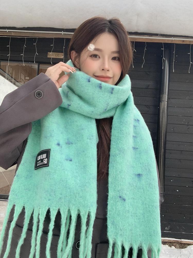 New Women'S Solid Striped Scarf Winter Warm Soft Fringe Shawl Korean Fashion Colorful Thick Wrap Scarves For Ladies Male Unisex