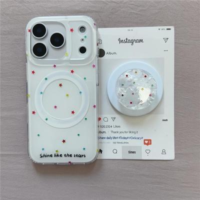 INS Style Colorful Stars iPhone 17 Pro/16 Pro Max/15/14P Magnetic Case