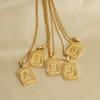 Men's 18K Gold Stainless Steel Square Letter Pendant Necklace
