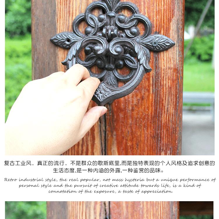 European Vintage Cast Iron Door Knocker Rustic Patina Handle for Villa/Garden Gates, Antique Decorative Hardware