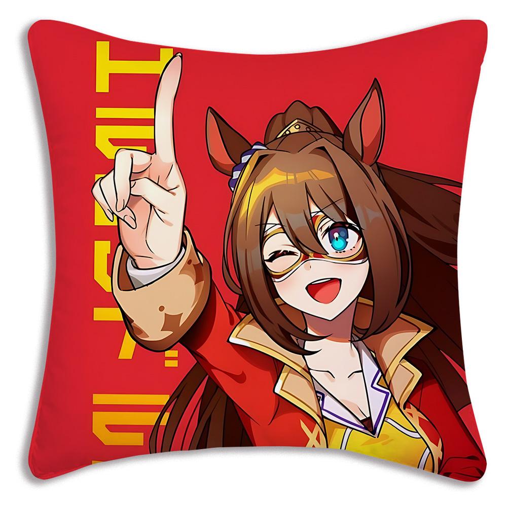 Anime Uma M-Musume Pretty Derby Pillow Covers Cartoon Sofa Decorative Home Double-sided Printing Short Plush Cute Cushion Cover