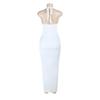 European Style 2026 Elegant Sexy Halter Pleated Hollow Backless Evening Gown Skirt