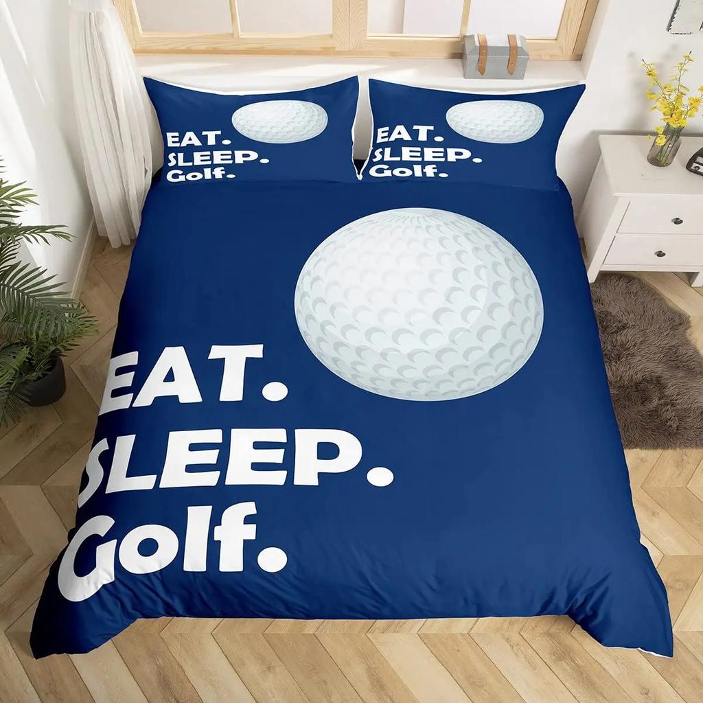 Golf Print Duvet Set Three-Piece Sports Game Theme Bedding Set