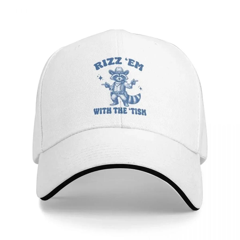New Rizzem With the Tism Funny Raccoon Baseball Cap Trucker Unique hats funny hat tactical cap Hats Unisex Womens