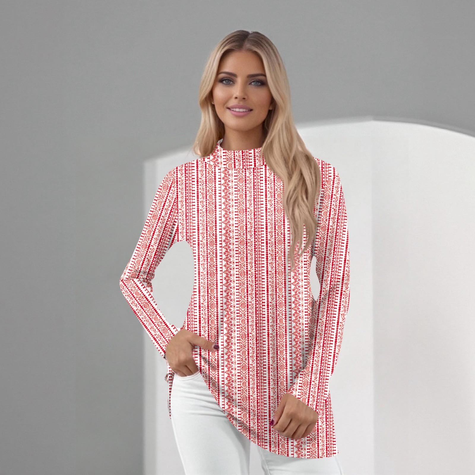 

Women s Daily Casual Long Sleeve Mid Collar Top XXXL винний