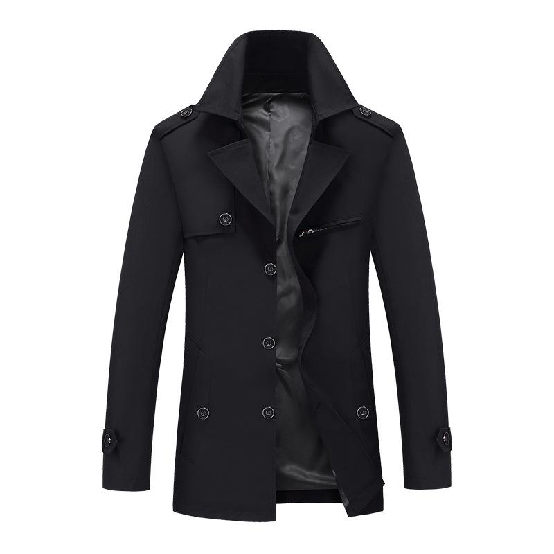 Men's High-Grade Mid-Length Casual Windbreaker Lapel Jacket for Spring, Summer, and Autumn