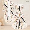 Women Plus Size Two Piece Set Printed Open Front Mid Sleeve Cardigan Square Neck Short Sleeve Tie Waist Flared Black Dress