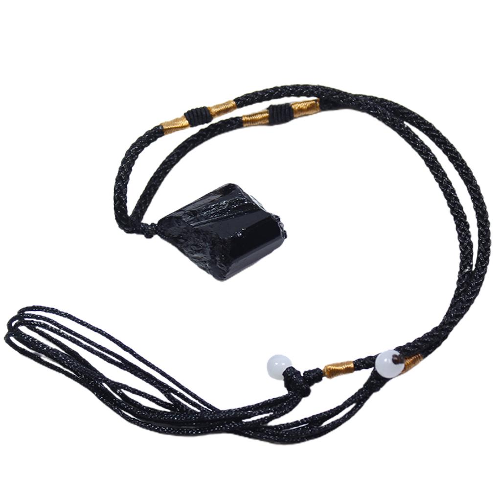 1pcs Natural Crystal Black Tourmaline Stone Pendant Necklace Wired Charm Stone Pendants Craft Decoration Gift