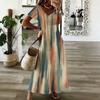 Women Plus Size V Neck Short Sleeve Printed Straight Maxi Dress