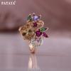 PATAYA Inlaid With Multicolored Artificial Zircon Earring Ring Combination Set