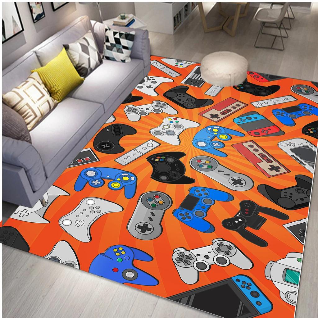 Gaming Area Rug for Kids Boy Bedroom Playroom Living Room Decor Controller Gamepad Carpet Gamer Floor Mat Soft Cool Game Doormat