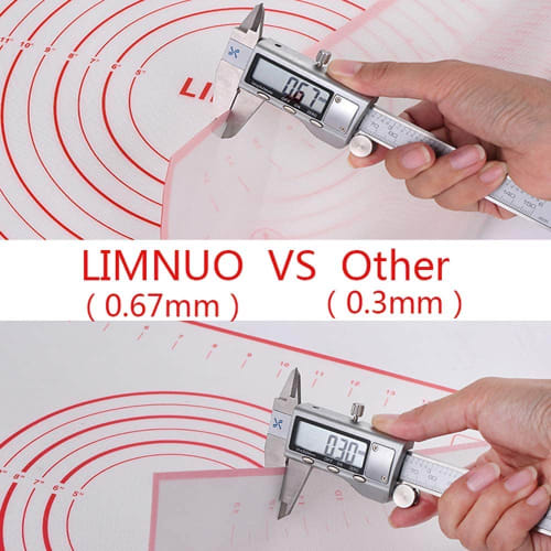 LIMNUO Silicone Cooking Mat, Bread Mat, Baking Mat with Measuring Pad, Large Size, Food-Grade Silicone, Non-Slip, for Baking Tools (Red, 30x40cm)