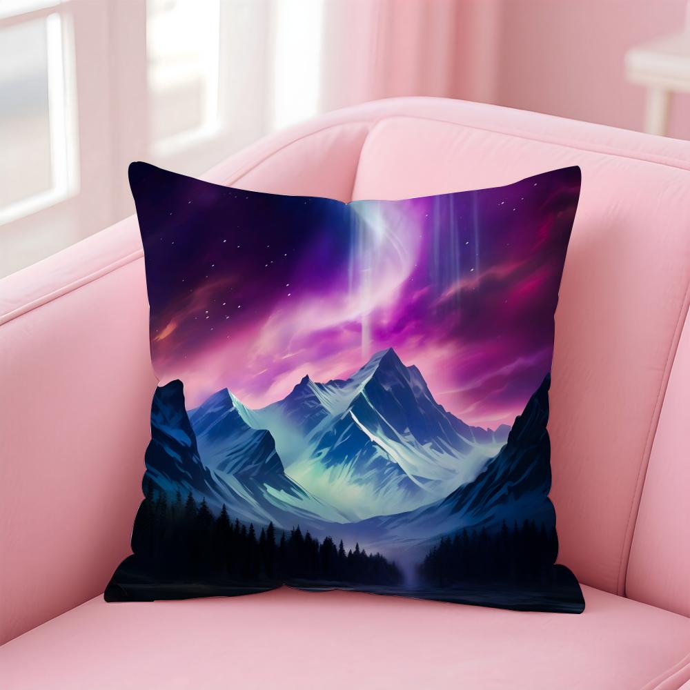 Dreamy And Beautiful Arctic Aurora Cushion Cover Pillow Case Soft Skin Friendly Fabric  Concealed Zipper