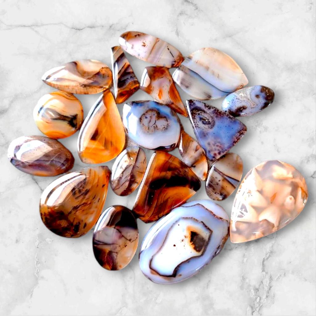Healing Stones, Natural Montana Agate Cabochon, Loose Cabochon Lot, Mix Lot, Healing Gemstone Lot For Jewelry Making.