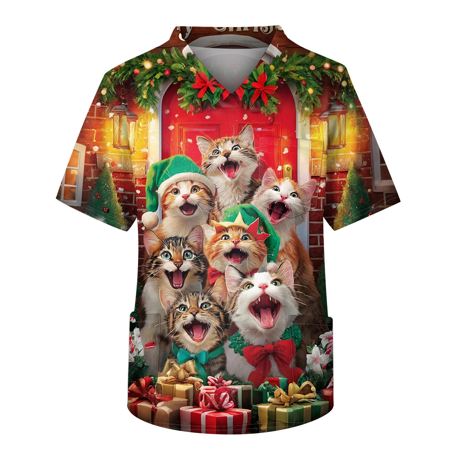 

Мужская рабочая блузка с короткими рукавами и v-образным вырезом с принтом, топ с нагрудным карманом XL жёлтый