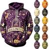 Men's Casual Long Sleeve Hoodie with Halloween Print for Everyday Wear