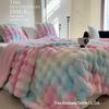 Tuscany Faux Rex Rabbit Bubble Fleece Double-Sided Thickened Blanket